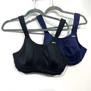 Brooks Maia Lot of 2 Medium Impact Sport Bras 34DD Black Blue Underwire Athletic